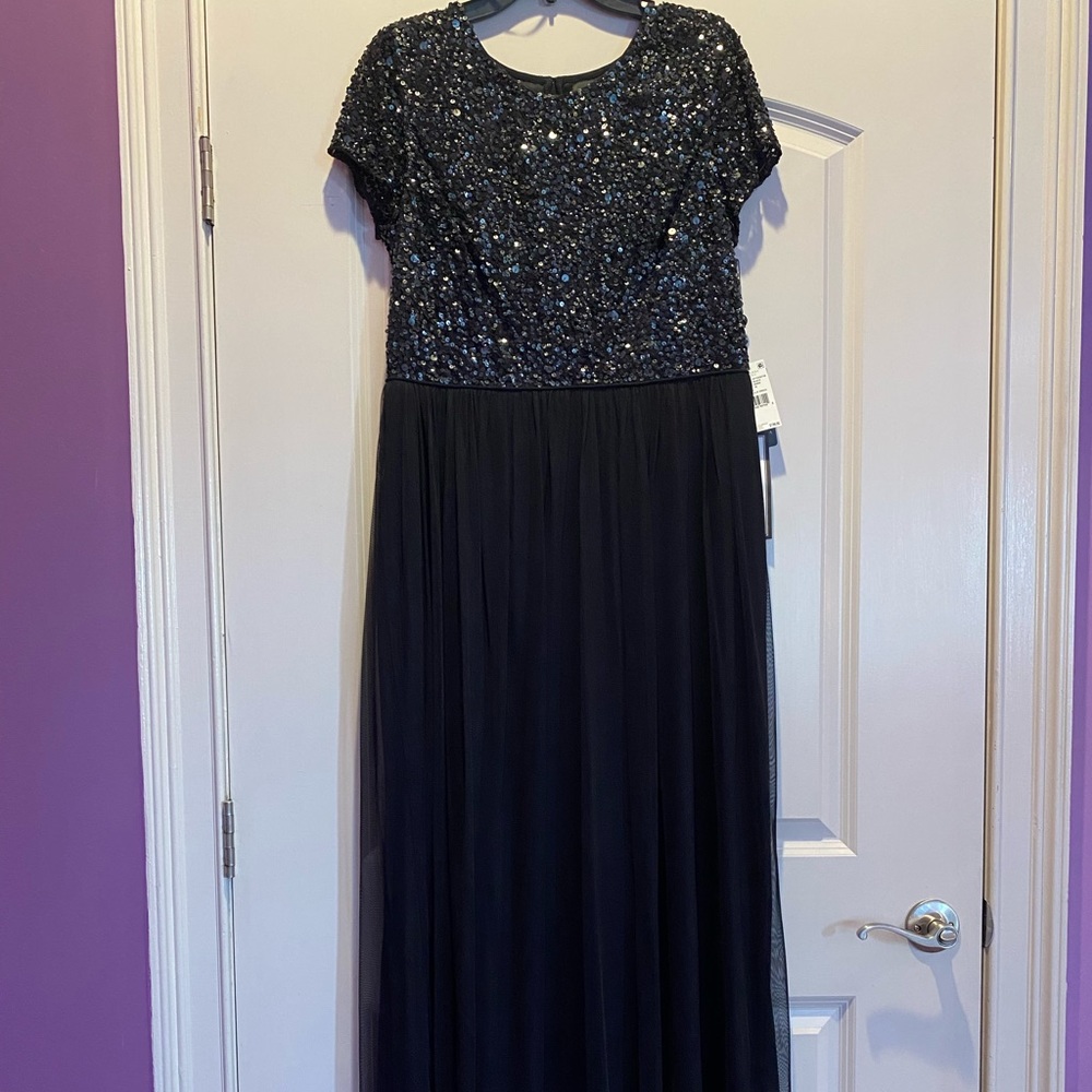 New Plus Size Balck Sequin Lace Formal Dress Excellent Condition